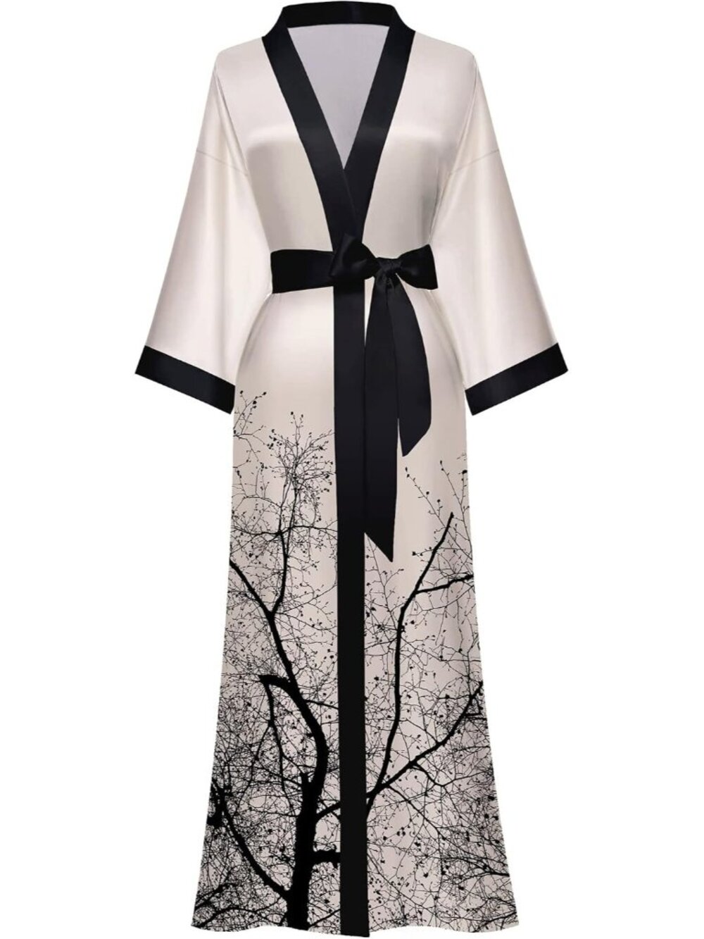 Women's Floral Long Kimono Robe Long Satin Robe Long Silk Robe Ladies Kimonos Si